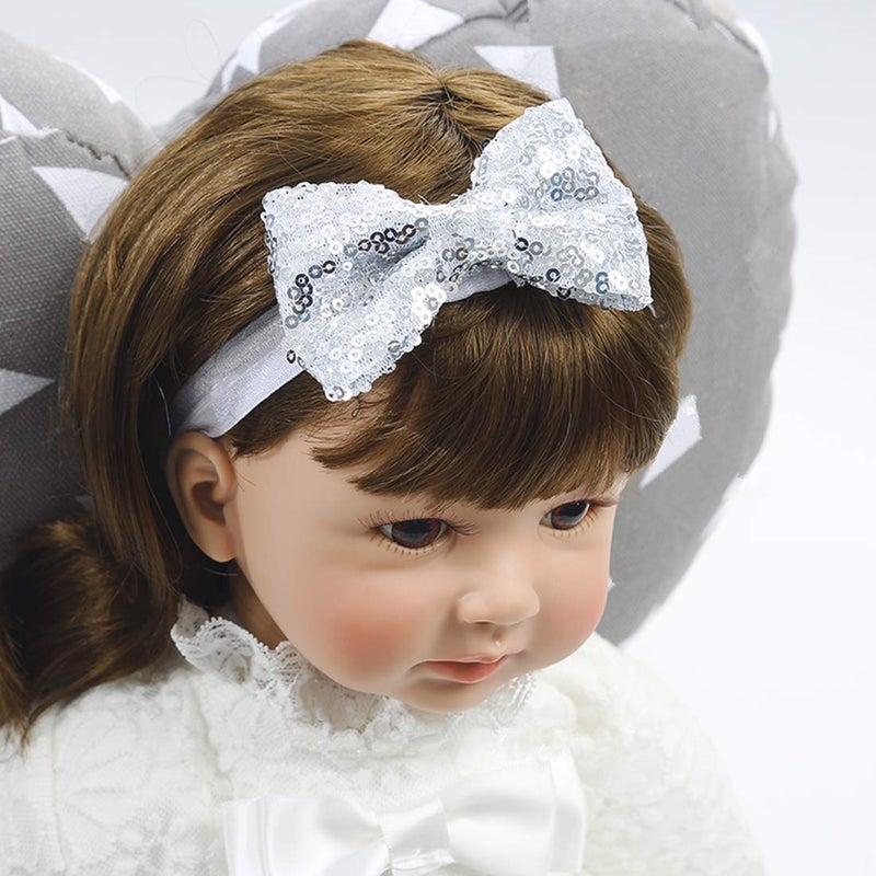 OAISNIT Baby Girl Mary Jane Flats Sparkly Soft Infant Princess Dress Crib Shoes with Headband - Image 2